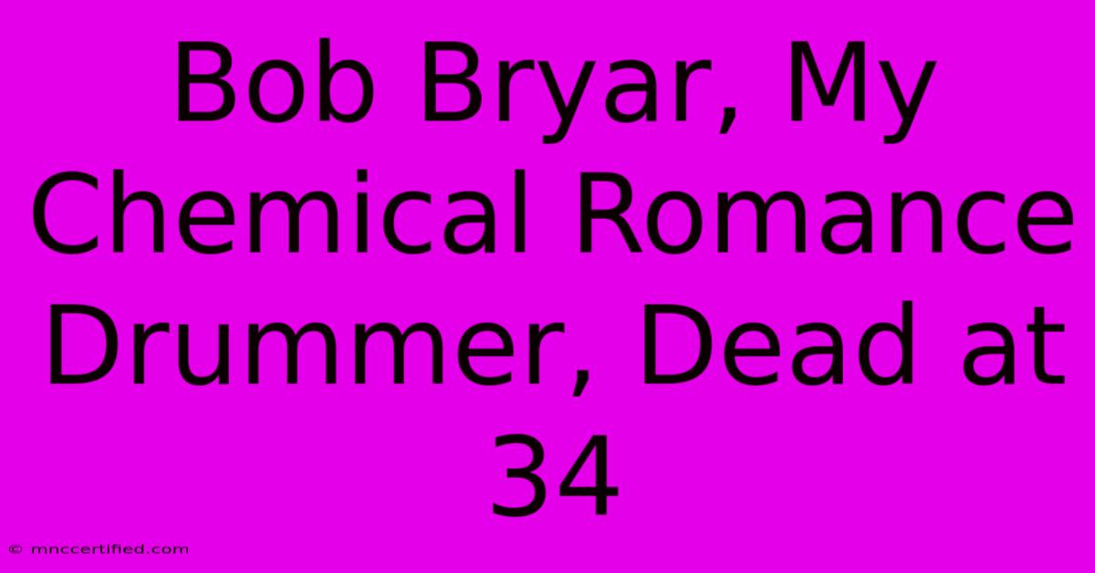 Bob Bryar, My Chemical Romance Drummer, Dead At 34