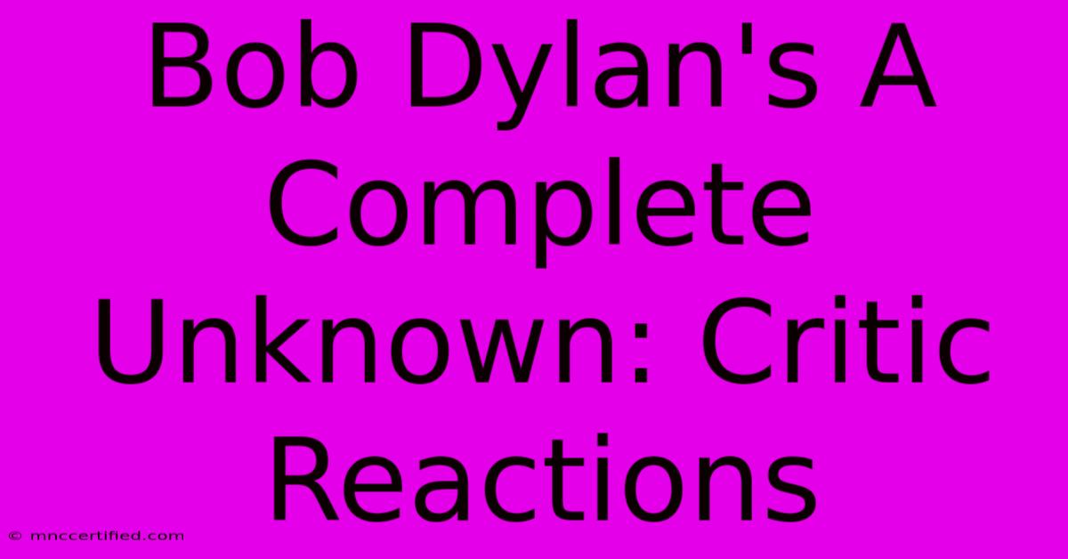 Bob Dylan's A Complete Unknown: Critic Reactions