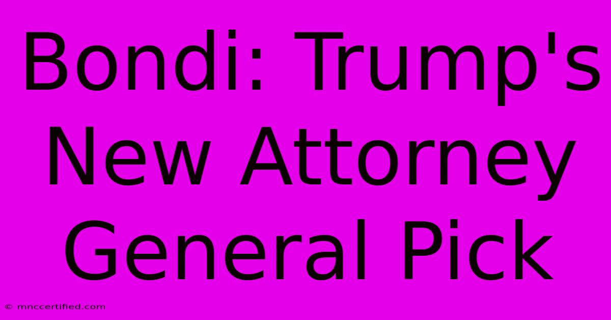 Bondi: Trump's New Attorney General Pick