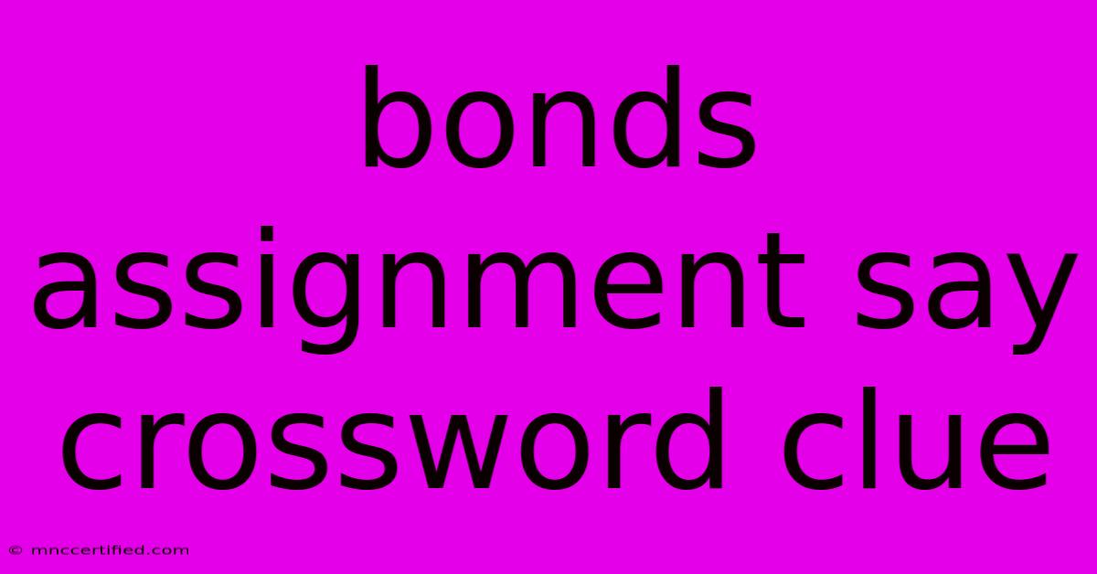 Bonds Assignment Say Crossword Clue