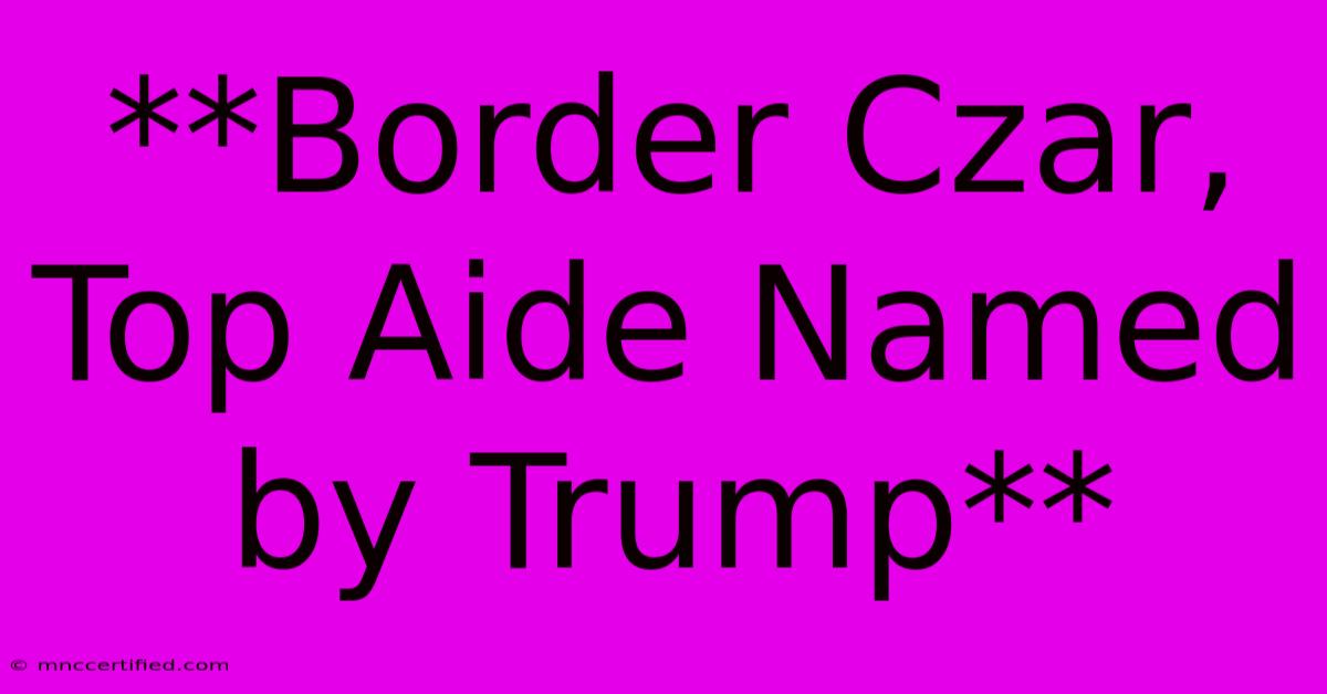 **Border Czar, Top Aide Named By Trump** 