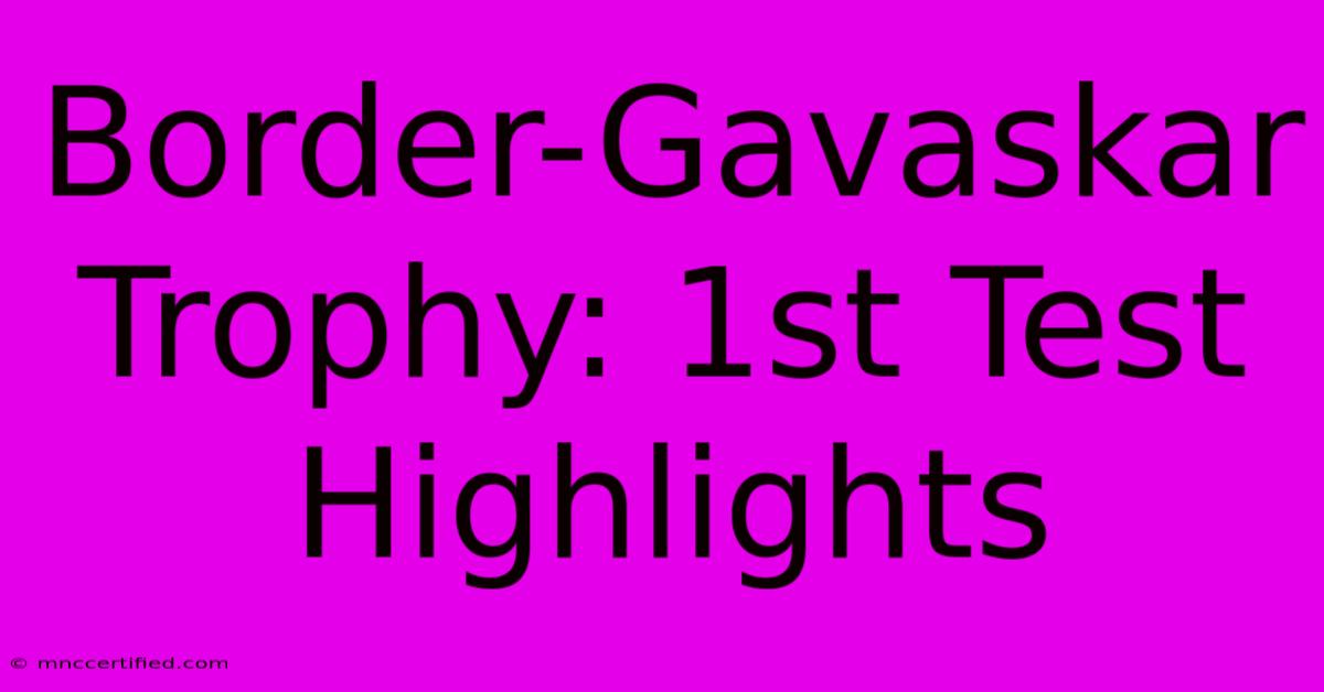 Border-Gavaskar Trophy: 1st Test Highlights