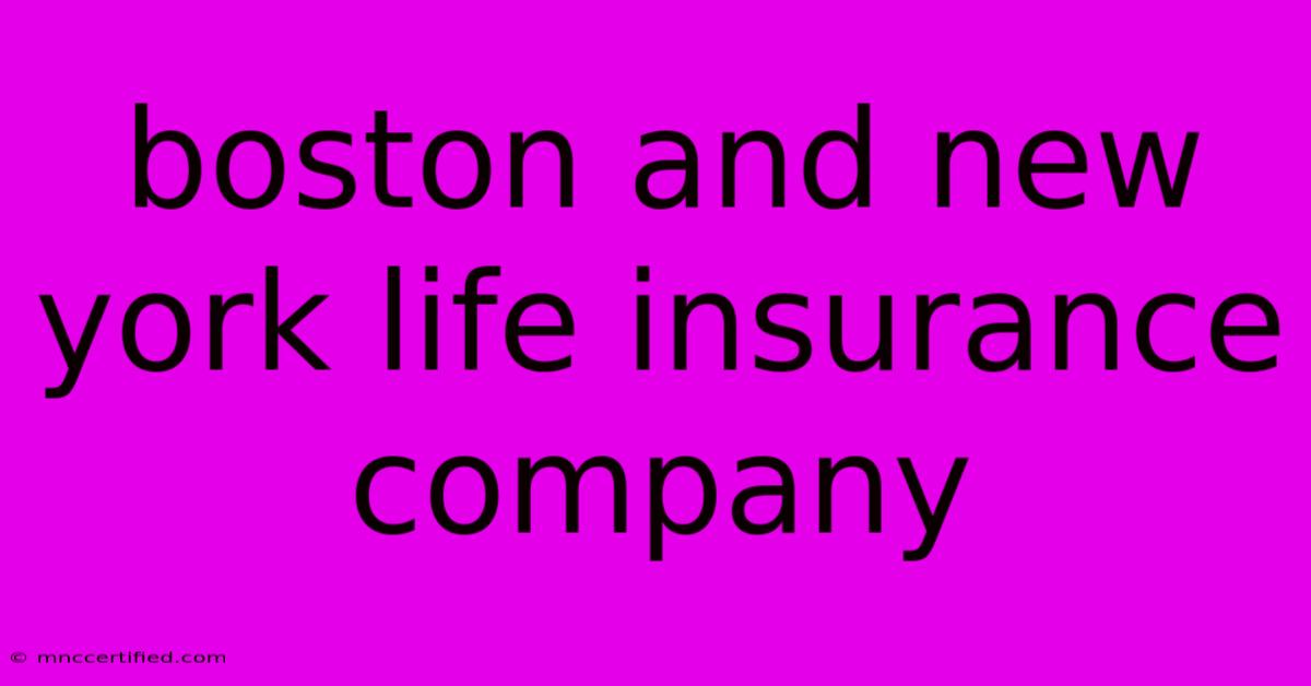 Boston And New York Life Insurance Company