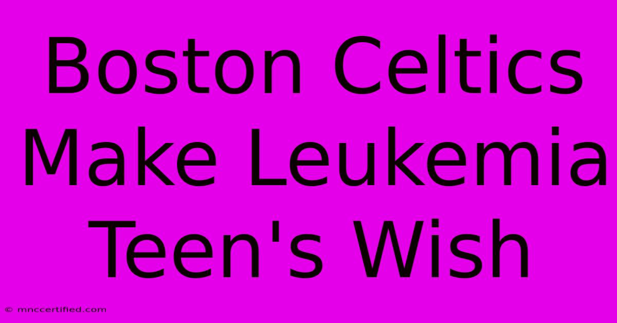 Boston Celtics Make Leukemia Teen's Wish