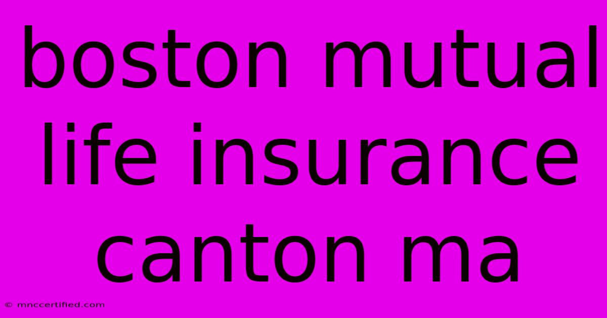 Boston Mutual Life Insurance Canton Ma