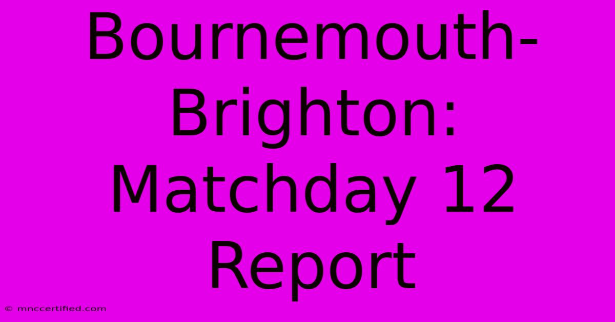 Bournemouth-Brighton: Matchday 12 Report