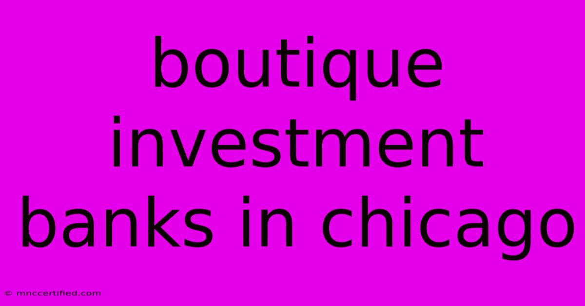 Boutique Investment Banks In Chicago