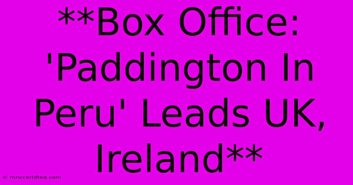 **Box Office: 'Paddington In Peru' Leads UK, Ireland**