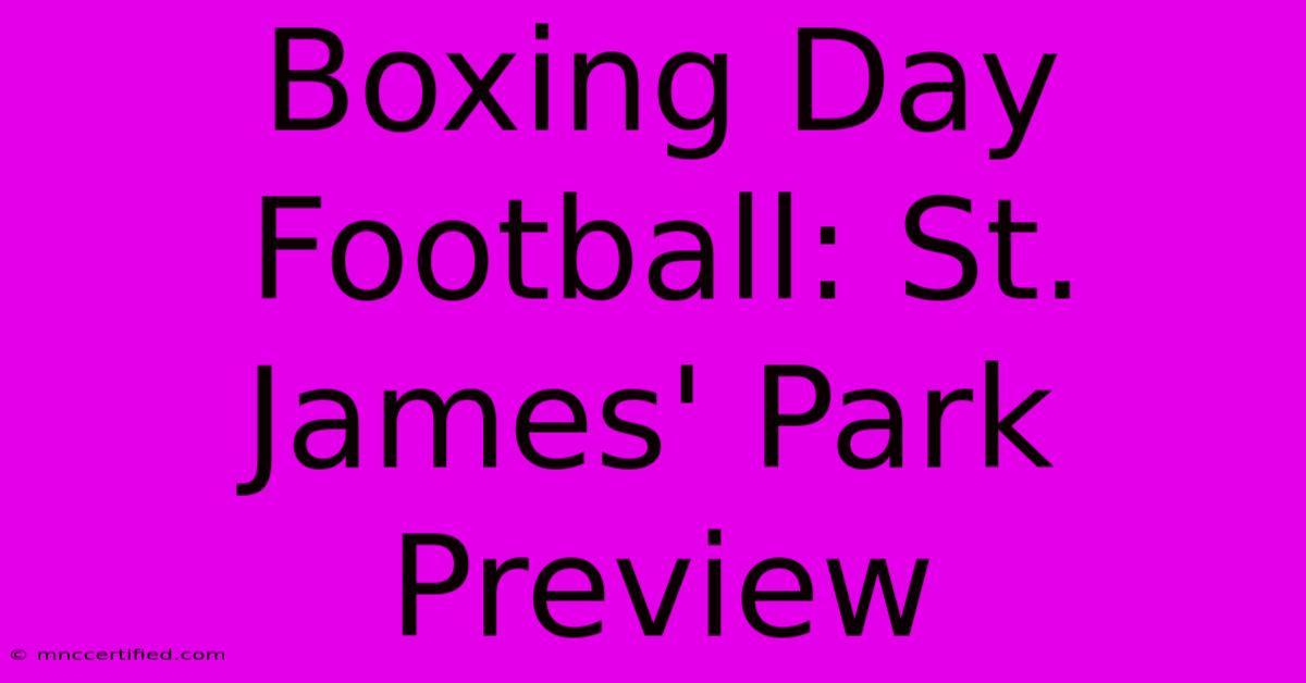 Boxing Day Football: St. James' Park Preview