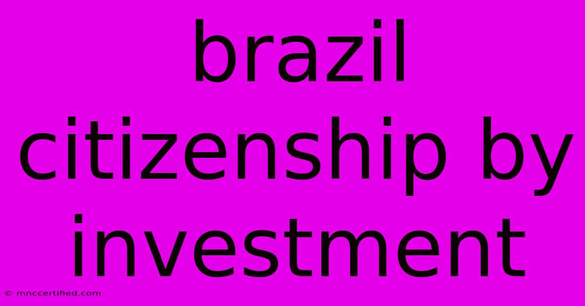 Brazil Citizenship By Investment