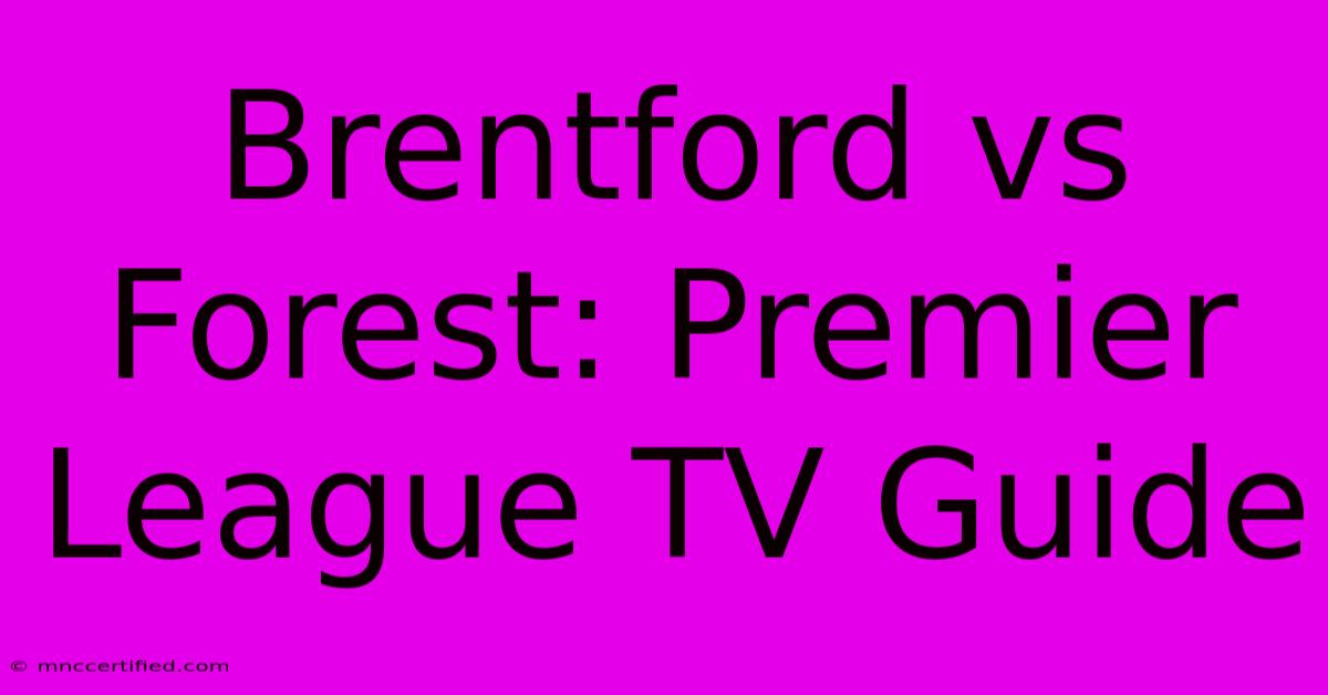 Brentford Vs Forest: Premier League TV Guide