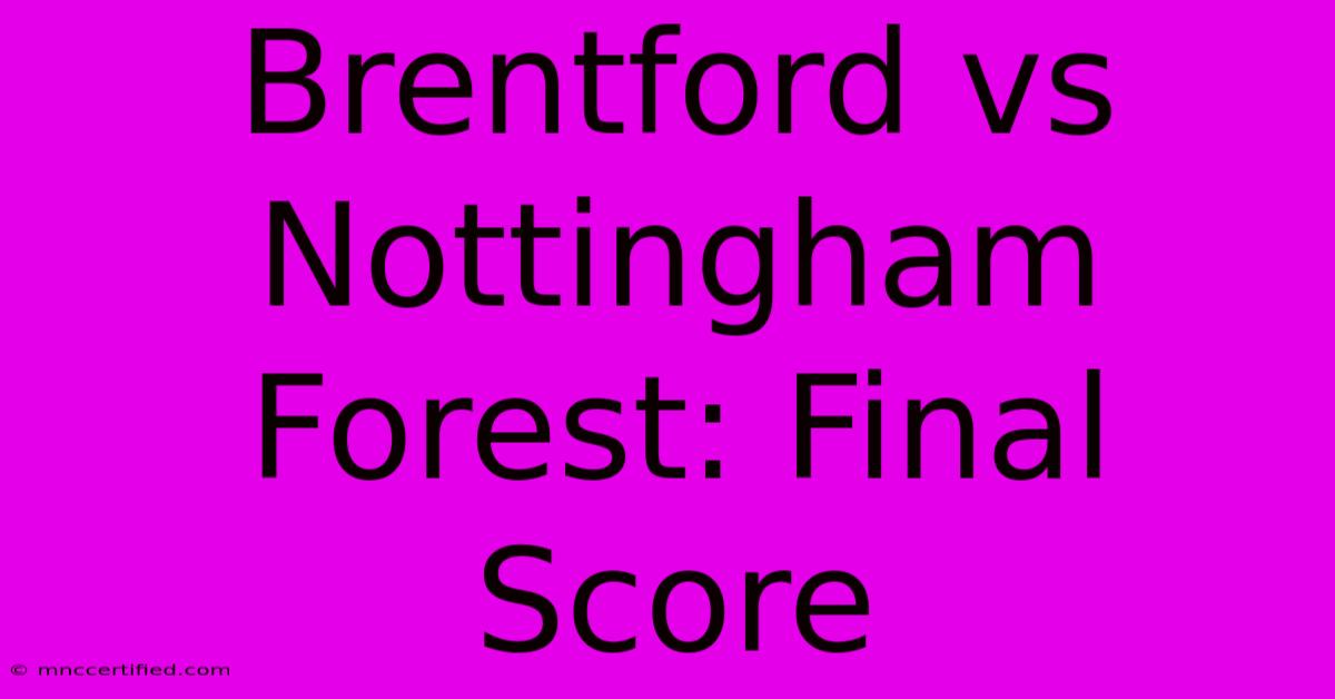 Brentford Vs Nottingham Forest: Final Score