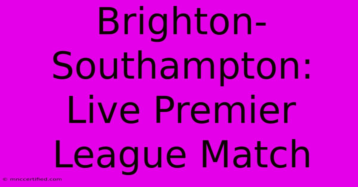 Brighton-Southampton: Live Premier League Match