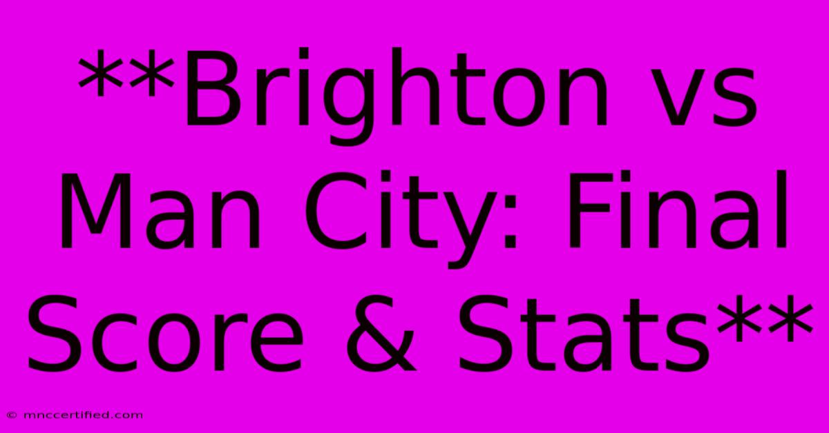 **Brighton Vs Man City: Final Score & Stats**