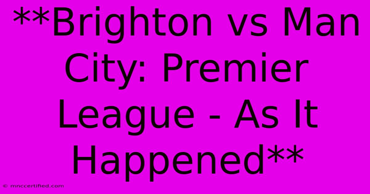 **Brighton Vs Man City: Premier League - As It Happened**