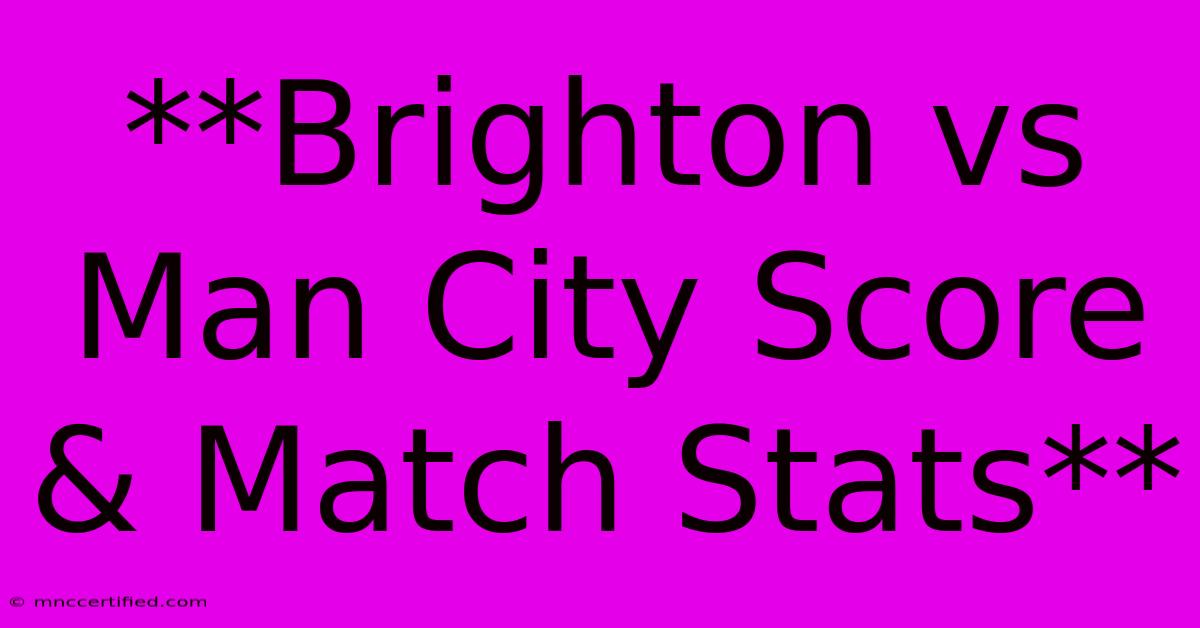 **Brighton Vs Man City Score & Match Stats**