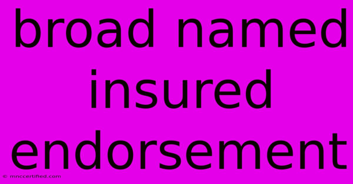 Broad Named Insured Endorsement