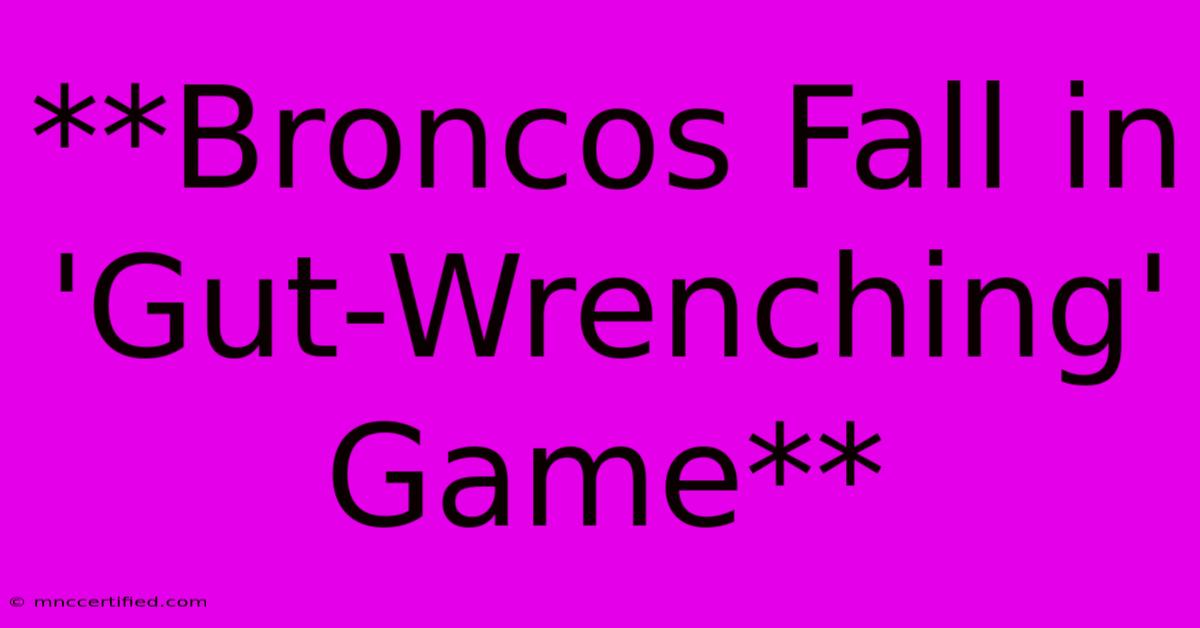 **Broncos Fall In 'Gut-Wrenching' Game** 