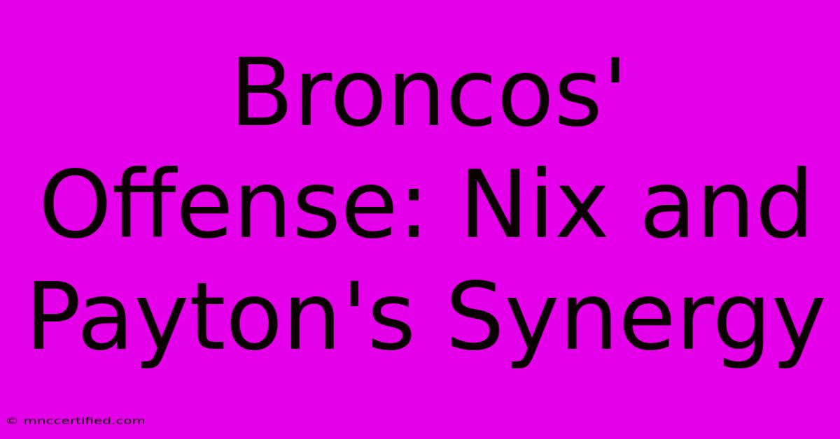 Broncos' Offense: Nix And Payton's Synergy