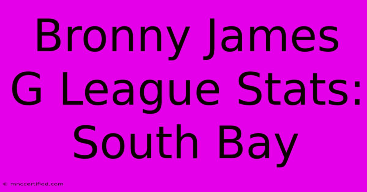 Bronny James G League Stats: South Bay