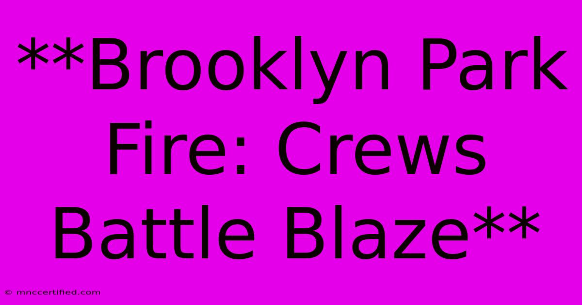 **Brooklyn Park Fire: Crews Battle Blaze**