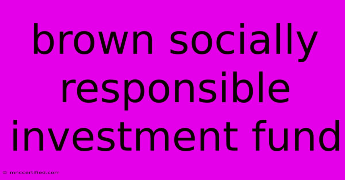 Brown Socially Responsible Investment Fund