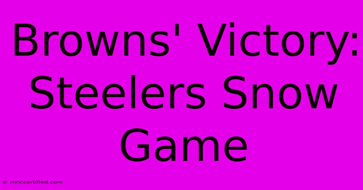 Browns' Victory: Steelers Snow Game