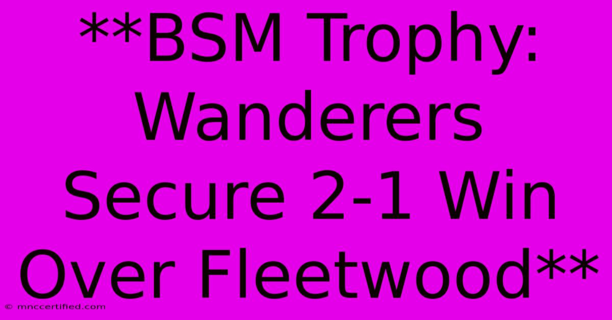 **BSM Trophy: Wanderers Secure 2-1 Win Over Fleetwood**