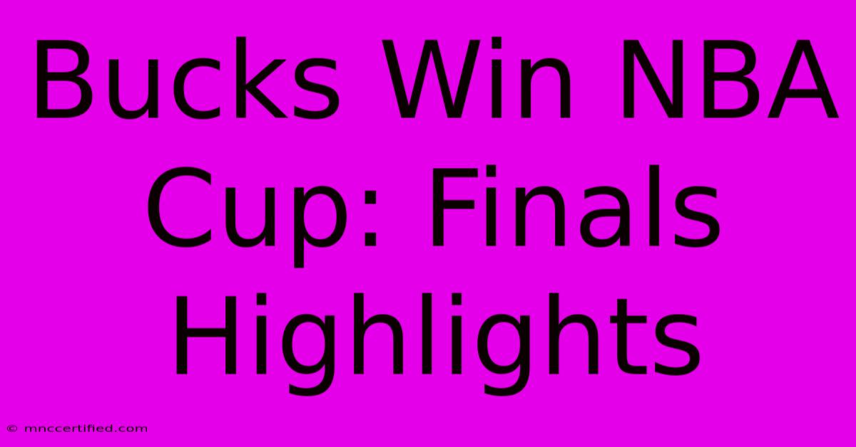 Bucks Win NBA Cup: Finals Highlights