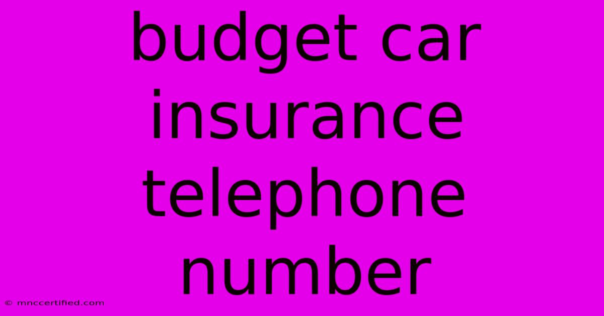 Budget Car Insurance Telephone Number