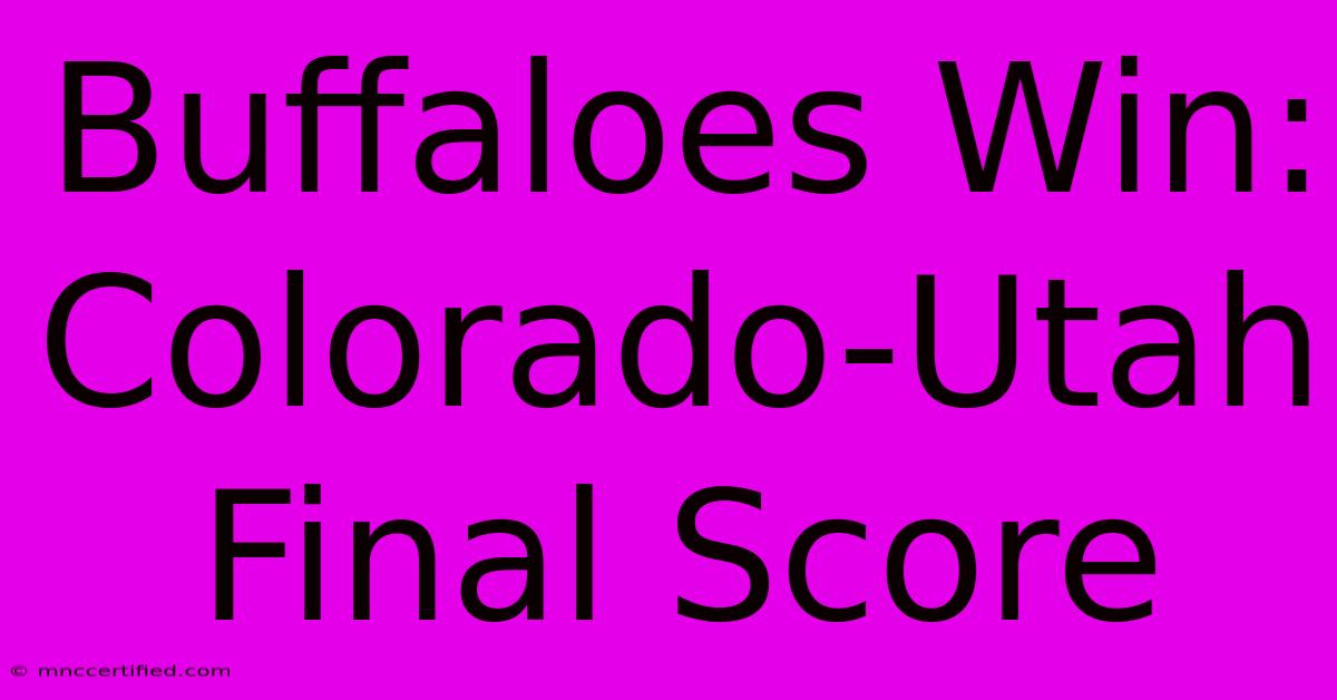 Buffaloes Win: Colorado-Utah Final Score