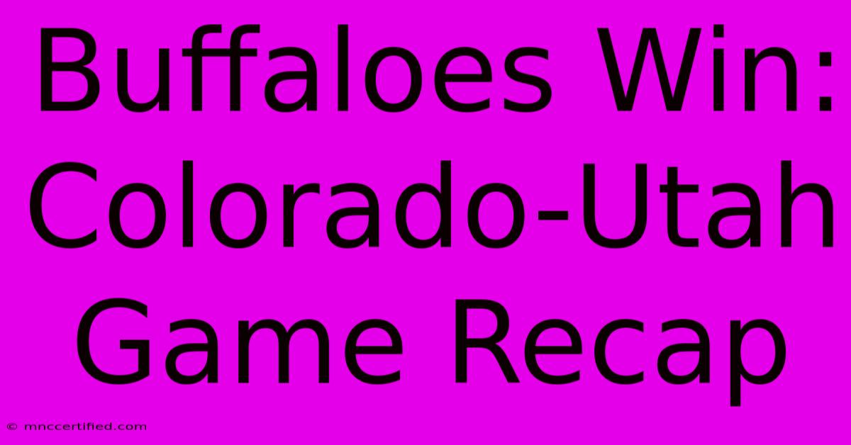 Buffaloes Win: Colorado-Utah Game Recap