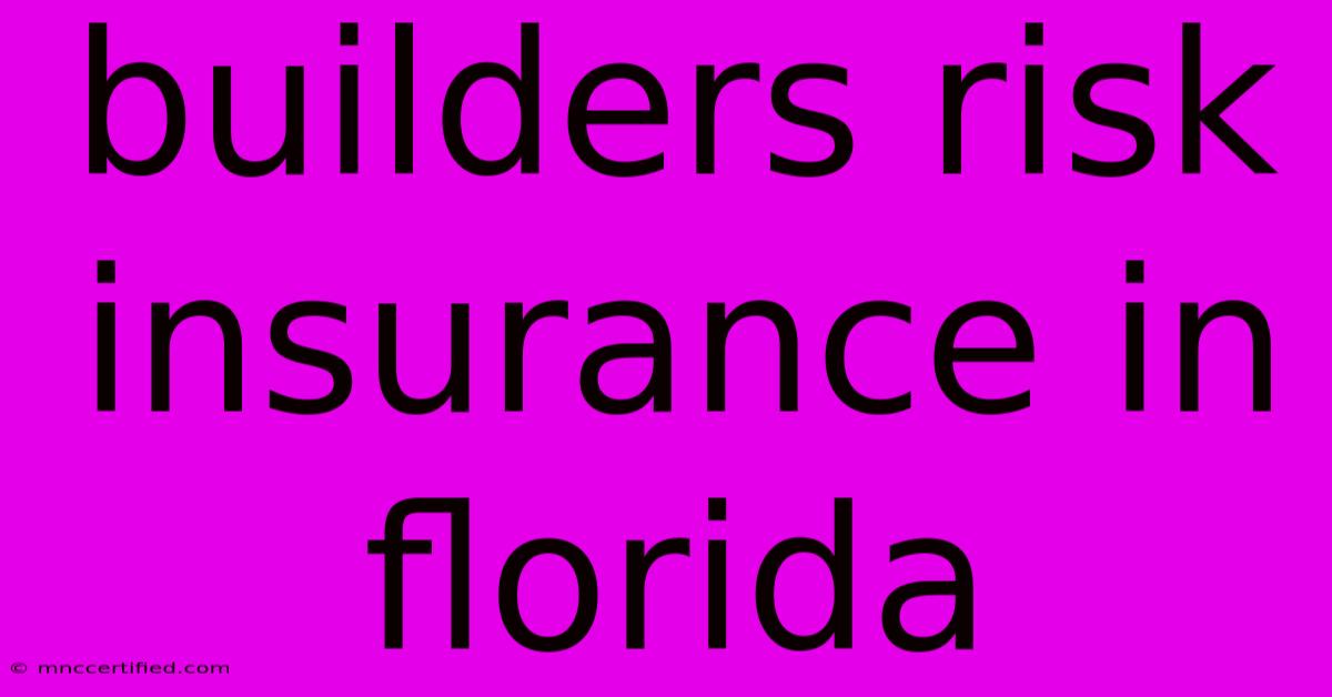 Builders Risk Insurance In Florida