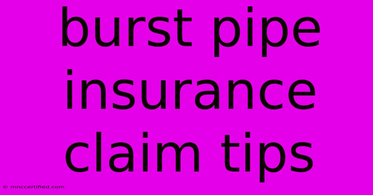 Burst Pipe Insurance Claim Tips