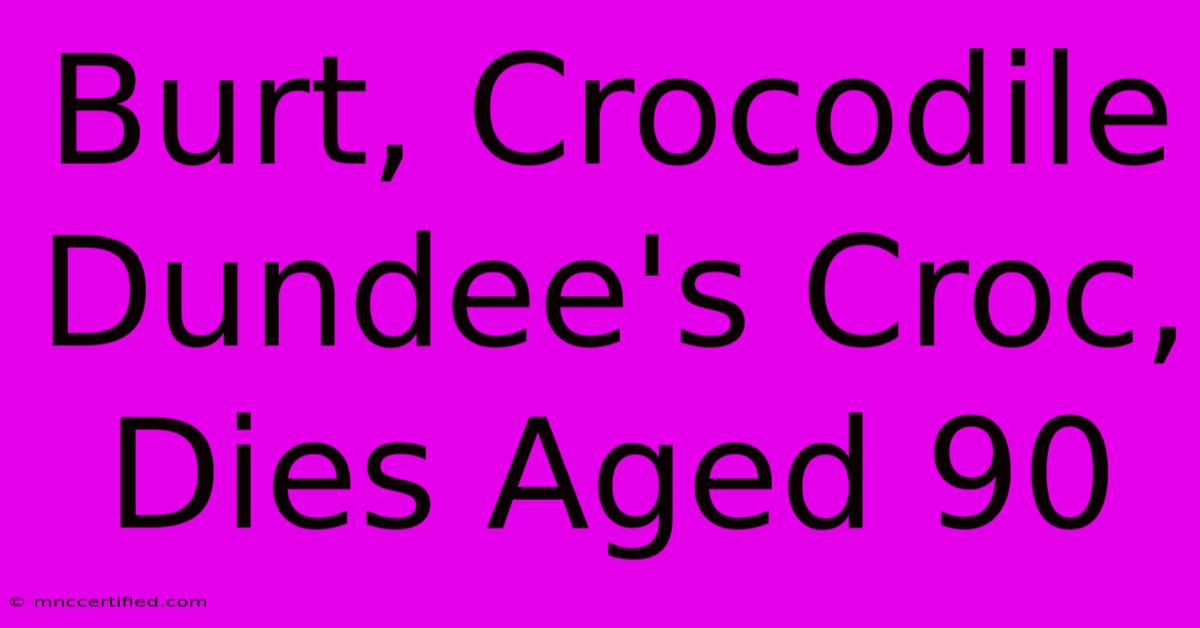 Burt, Crocodile Dundee's Croc, Dies Aged 90