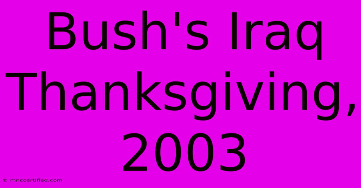 Bush's Iraq Thanksgiving, 2003