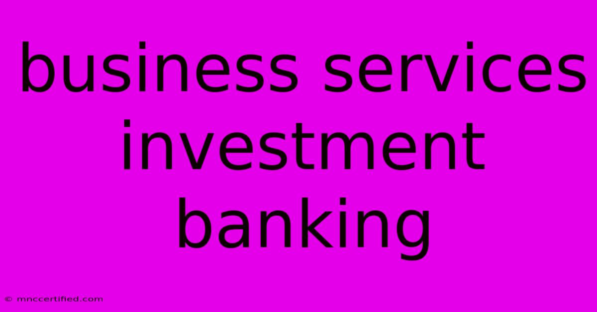 Business Services Investment Banking