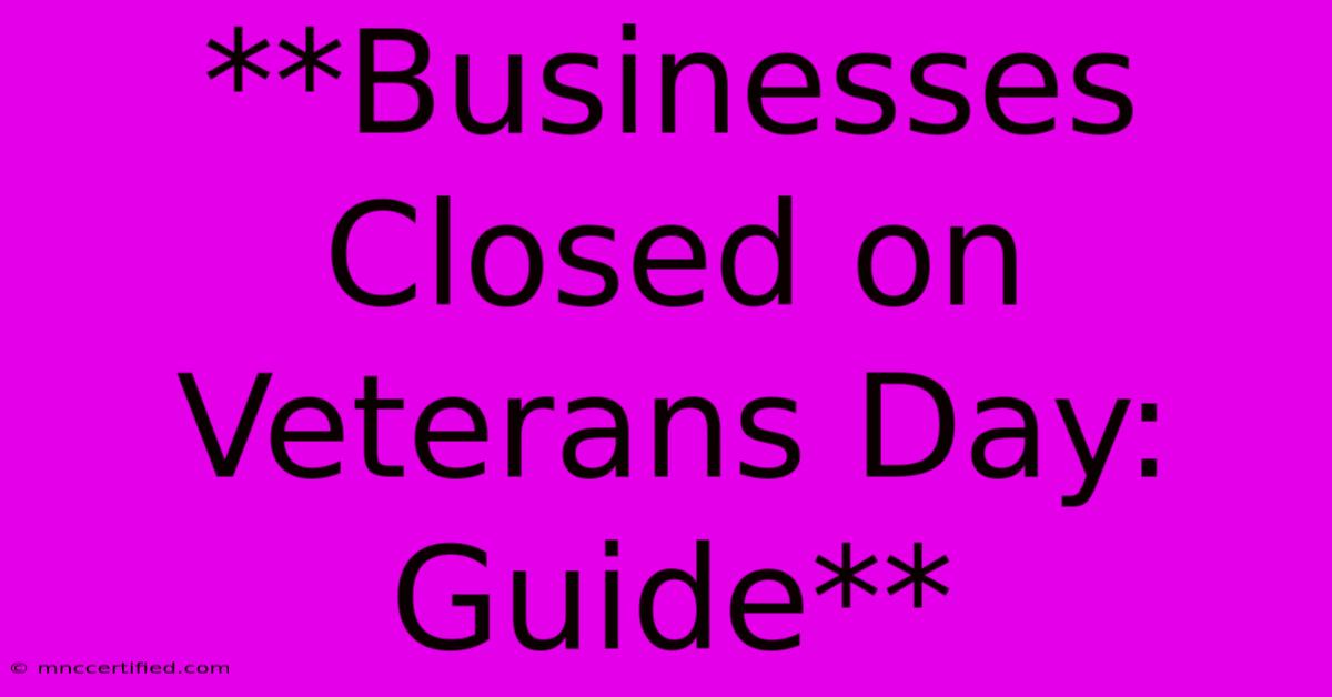 **Businesses Closed On Veterans Day: Guide**