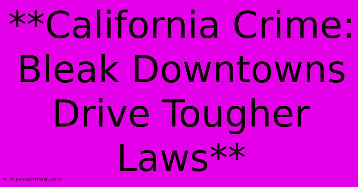 **California Crime: Bleak Downtowns Drive Tougher Laws**