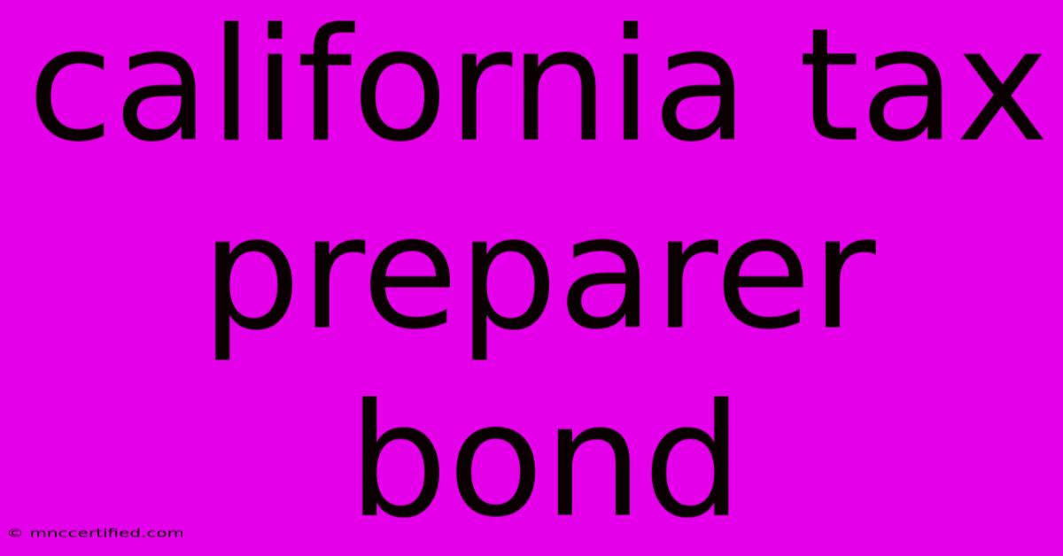 California Tax Preparer Bond