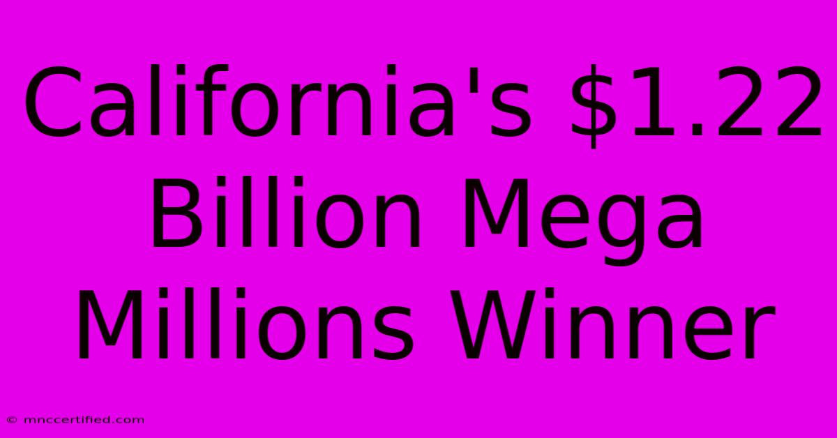 California's $1.22 Billion Mega Millions Winner