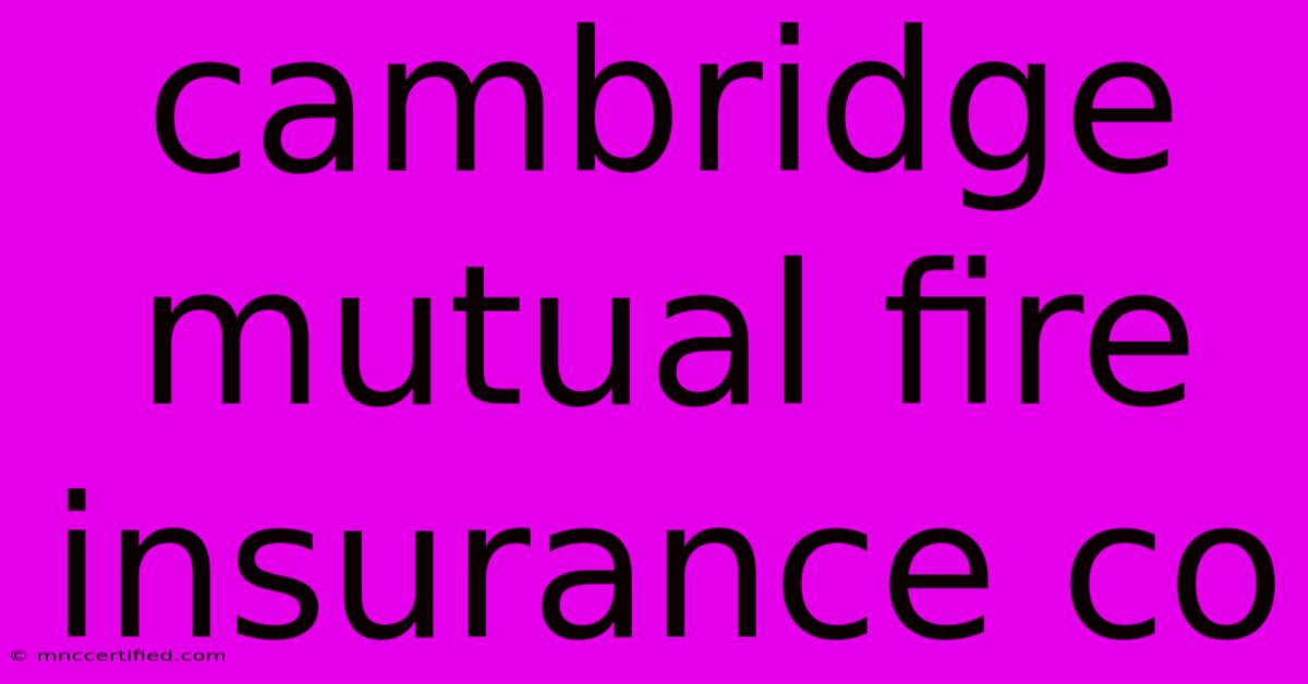 Cambridge Mutual Fire Insurance Co