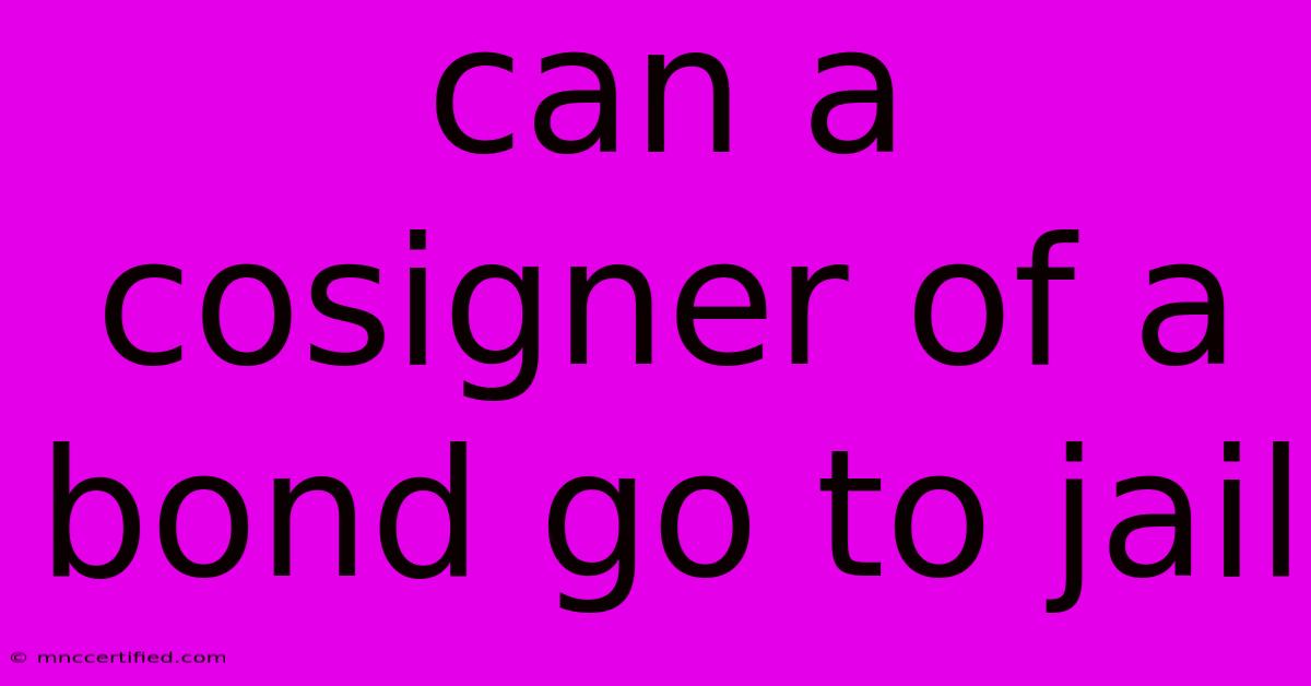 Can A Cosigner Of A Bond Go To Jail