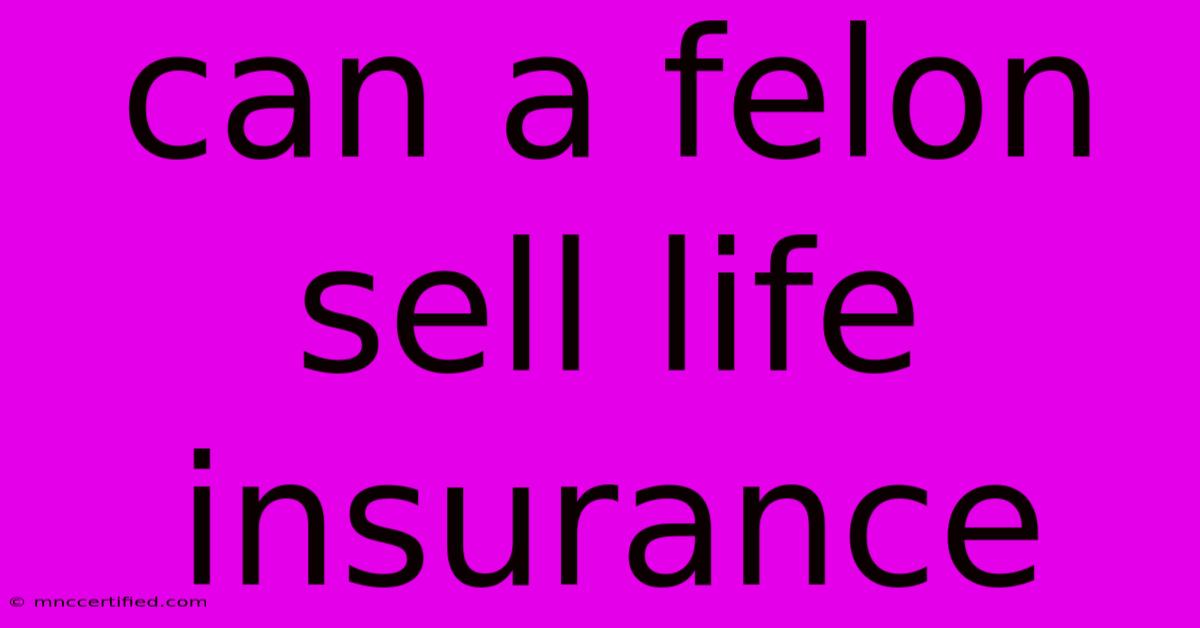 Can A Felon Sell Life Insurance