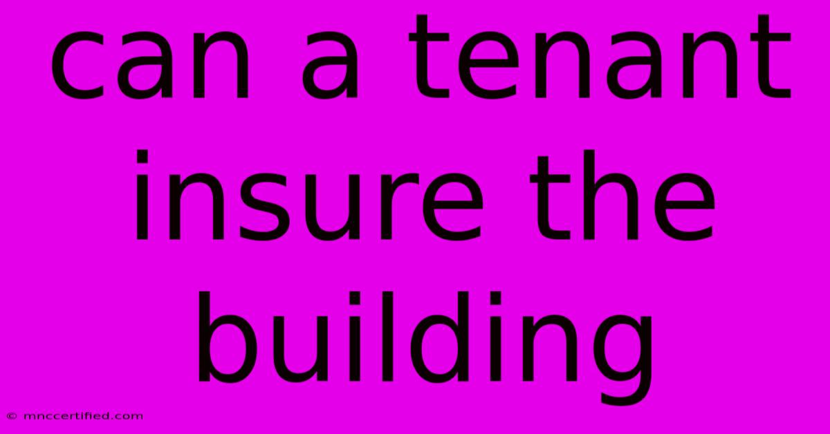 Can A Tenant Insure The Building