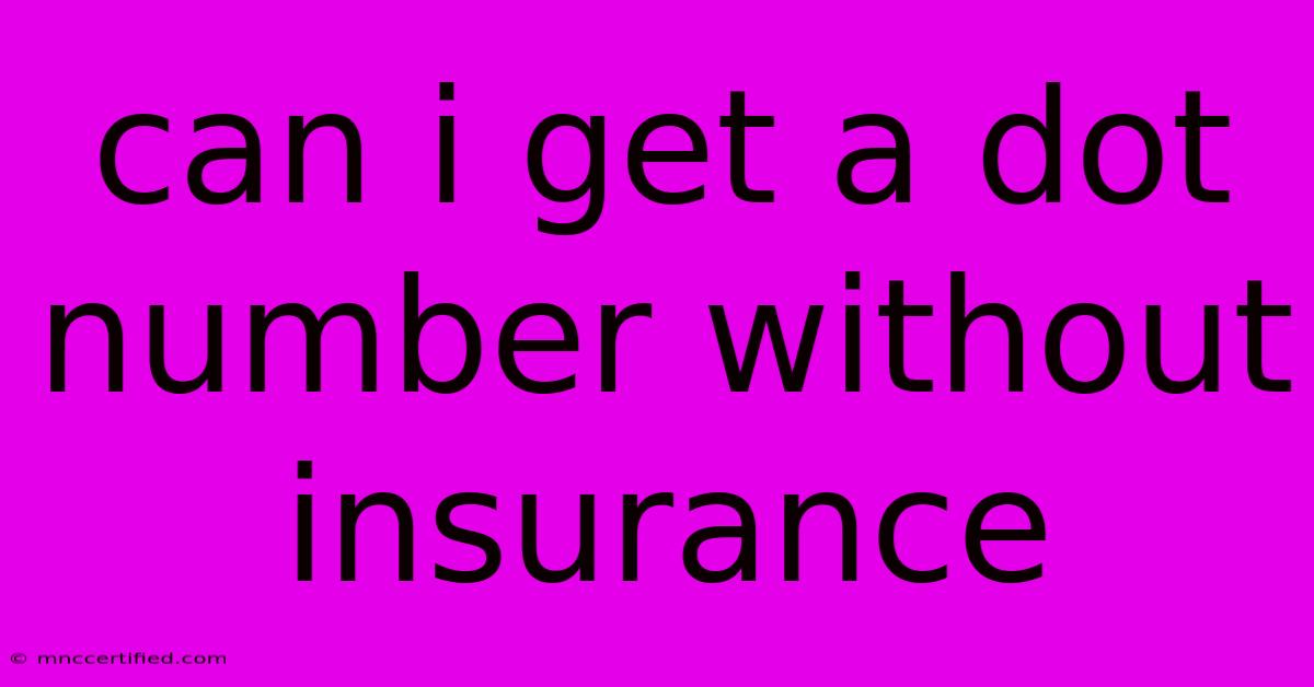 Can I Get A Dot Number Without Insurance