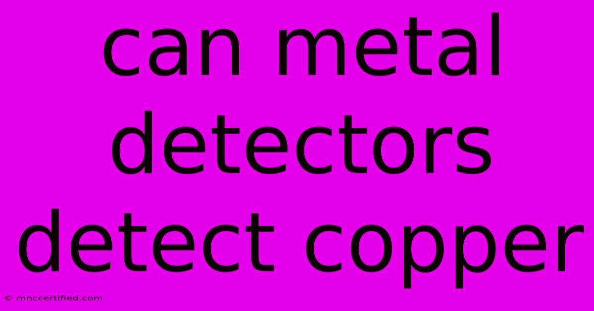 Can Metal Detectors Detect Copper