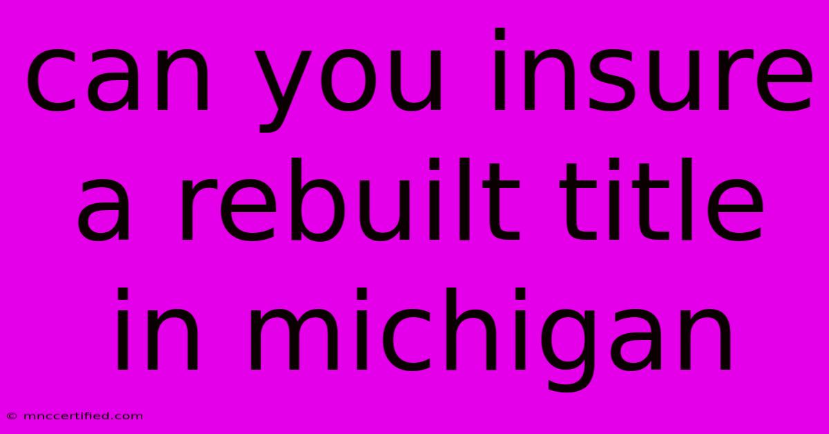 Can You Insure A Rebuilt Title In Michigan