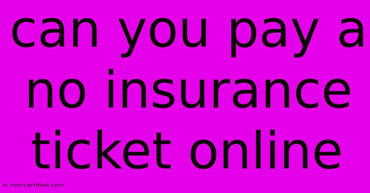 Can You Pay A No Insurance Ticket Online