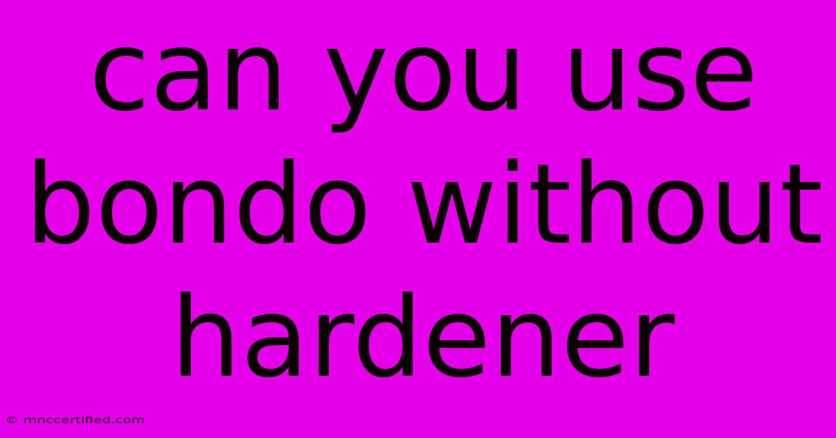 Can You Use Bondo Without Hardener